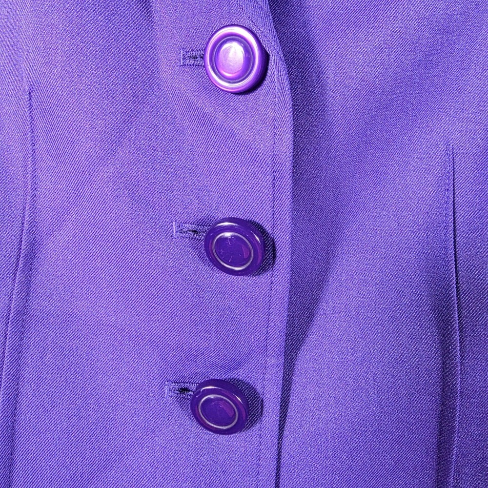 Kasper Petite Womens Purple 4-Button Pintuck Pleated Lined Blazer Jacket 6P - Picture 6 of 12